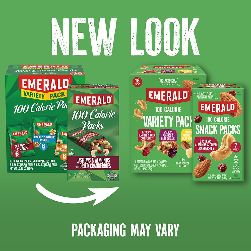 Emerald 100-calorie pack label close-up highlights portion control