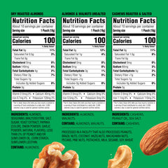 Emerald Dry roasted almonds image, showcasing 100-calorie pack size for on-the-go energy.