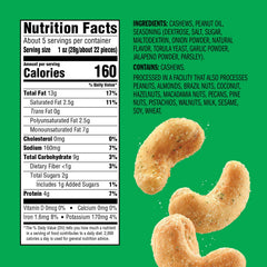 Close-up on Emerald Jalapeno Cashews seasoning reveals bold jalapeño flavor.