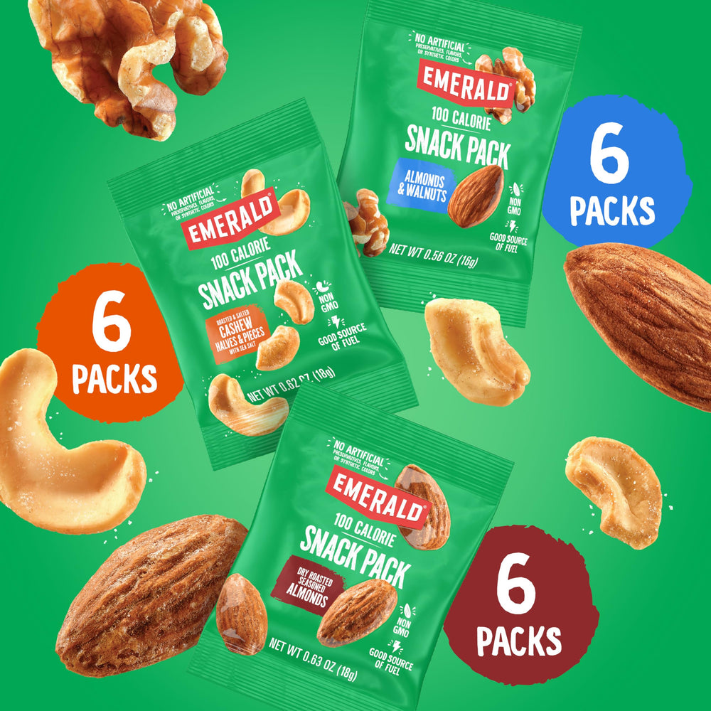 Emerald Roasted and salted cashews close-up emphasizing crunchy texture and bold flavor.