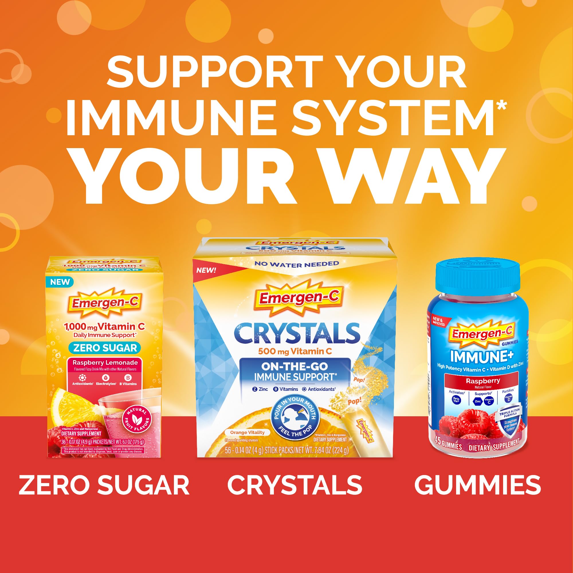 Natural vitamins and minerals in Emergen-C with zinc and manganese