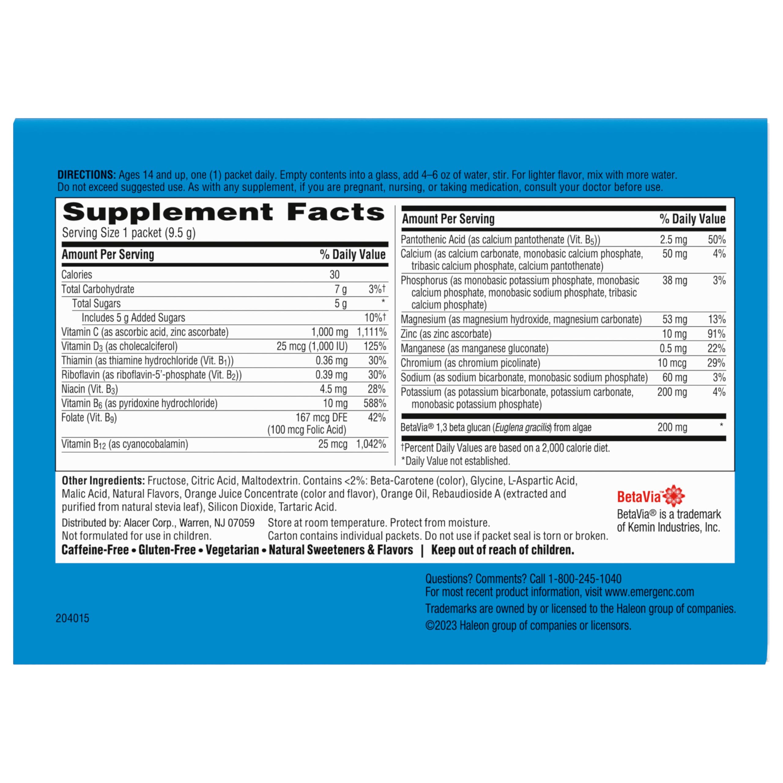Emergen-C BetaVia activation graphic highlighting brand