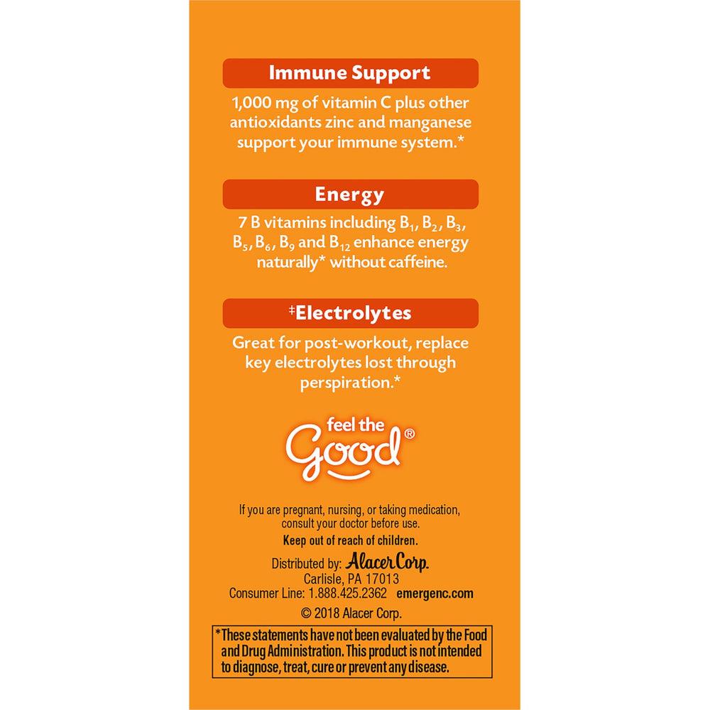 Emergen-C daily immune-support packets arranged for quick on-the-go use