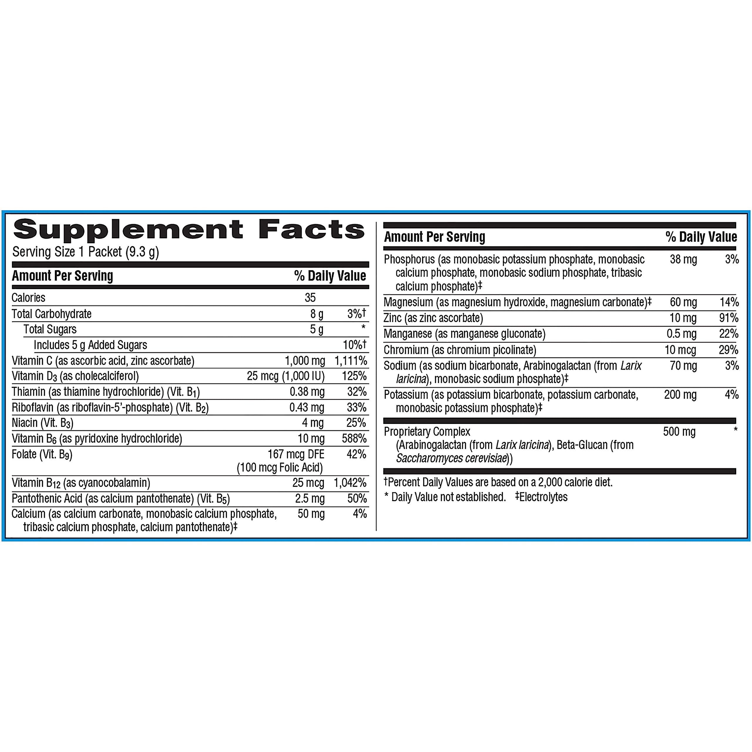 Emergen-C daily-use packets on table for routine