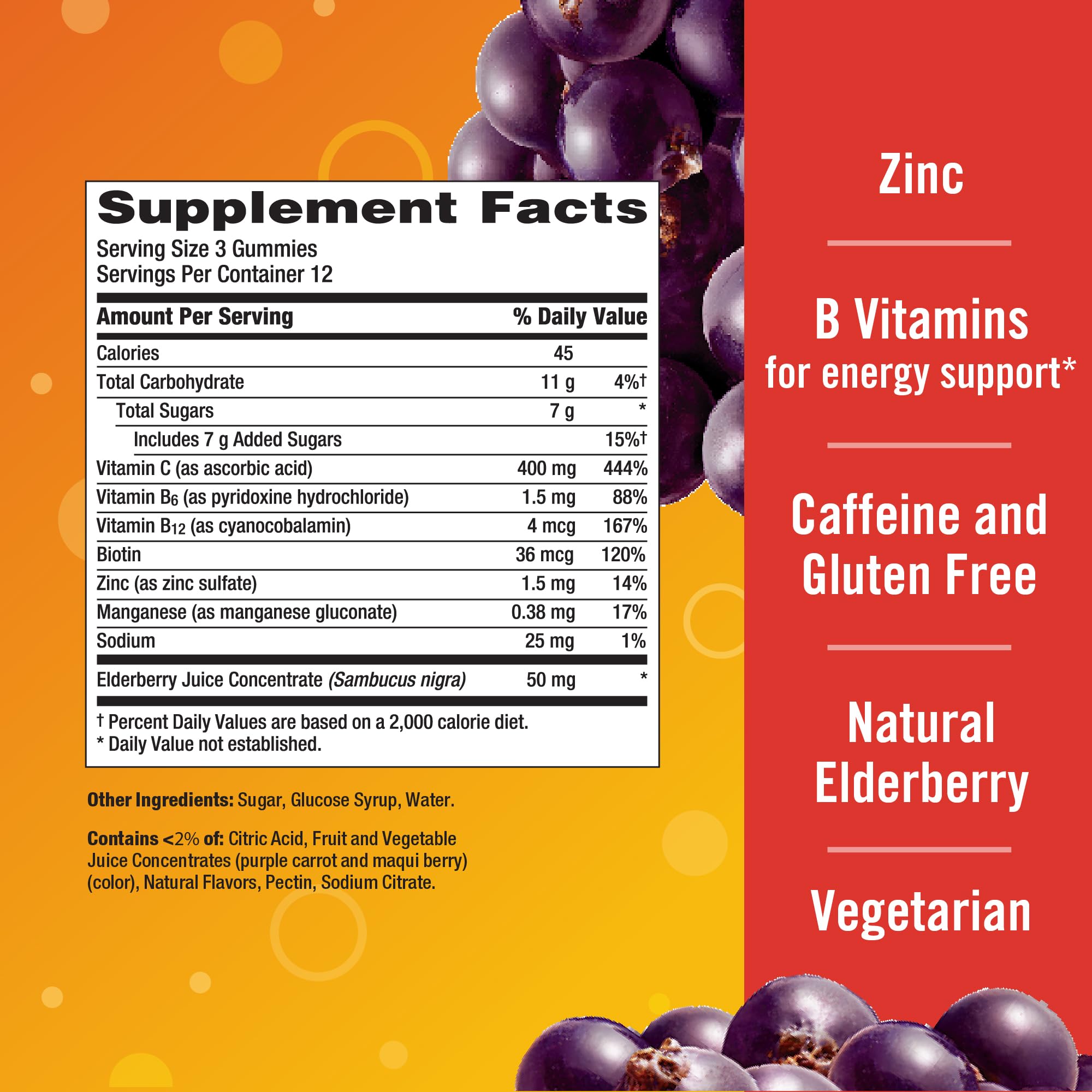 B vitamins included in Emergen-C Elderberry Gummies for daily wellness