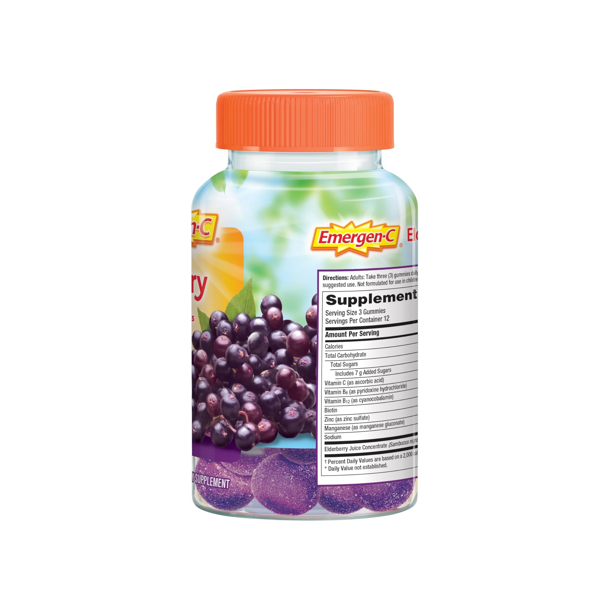 Gluten-free symbol on Emergen-C Elderberry Gummies packaging
