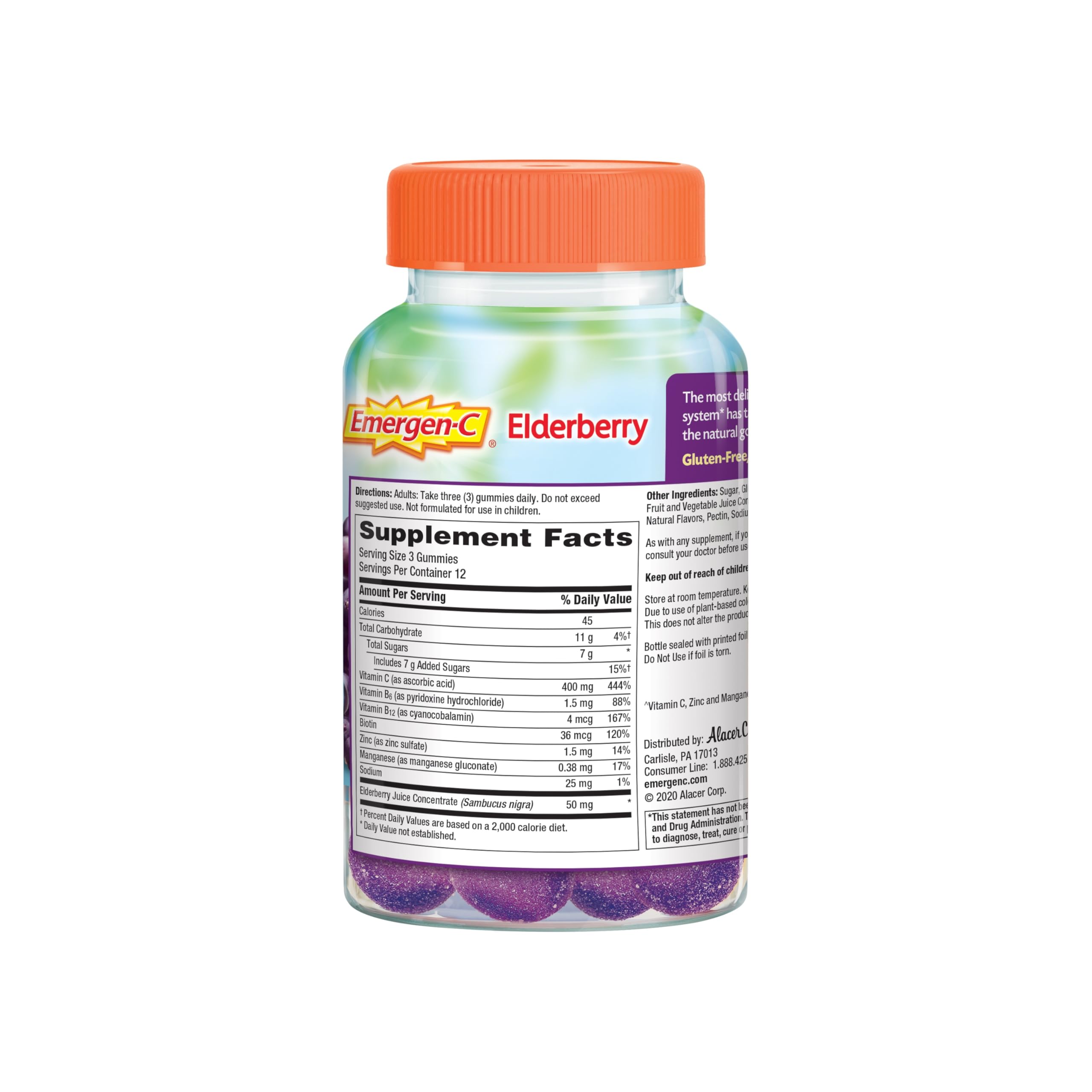 Vegetarian-friendly badge on Emergen-C Elderberry Gummies