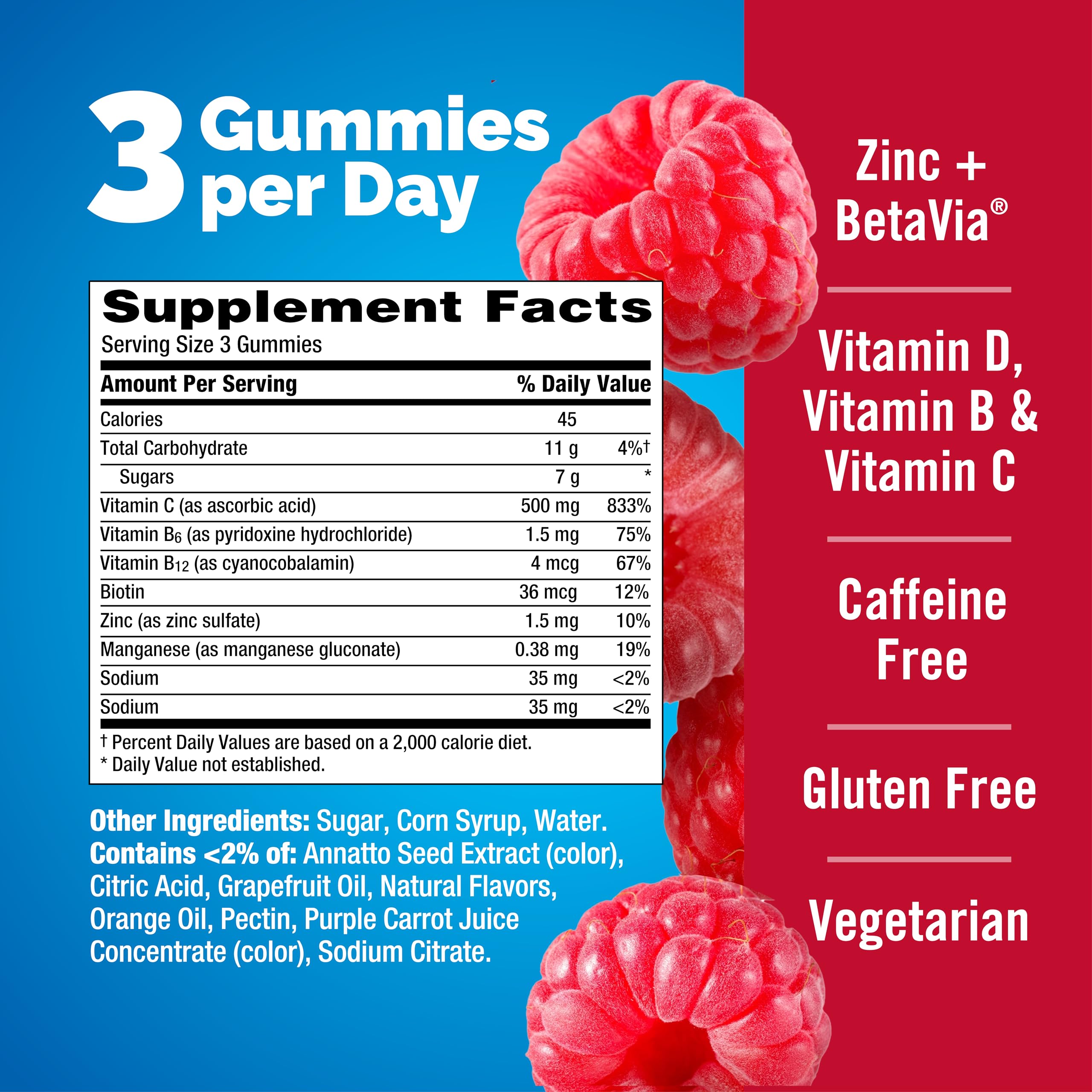 Three flavors provide variety for daily gummy routines.