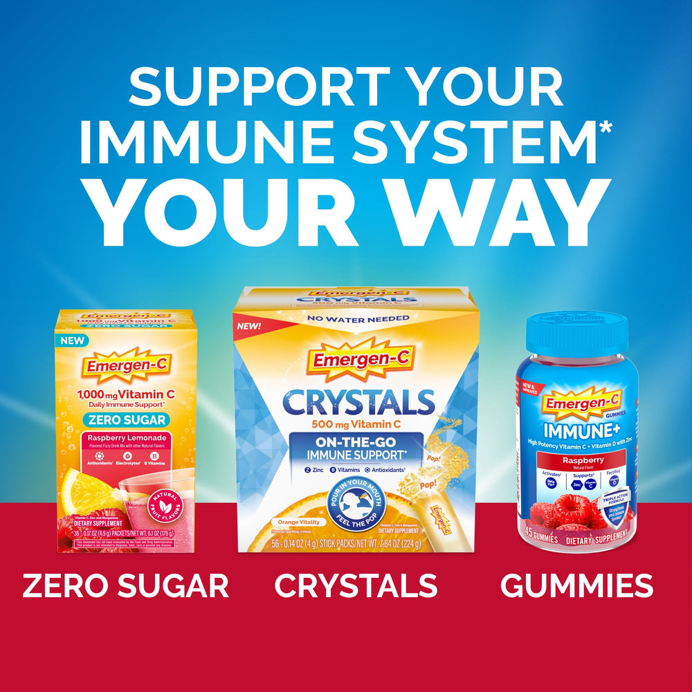 Emergen-C Immune+ zinc and vitamin E antioxidants shown on label