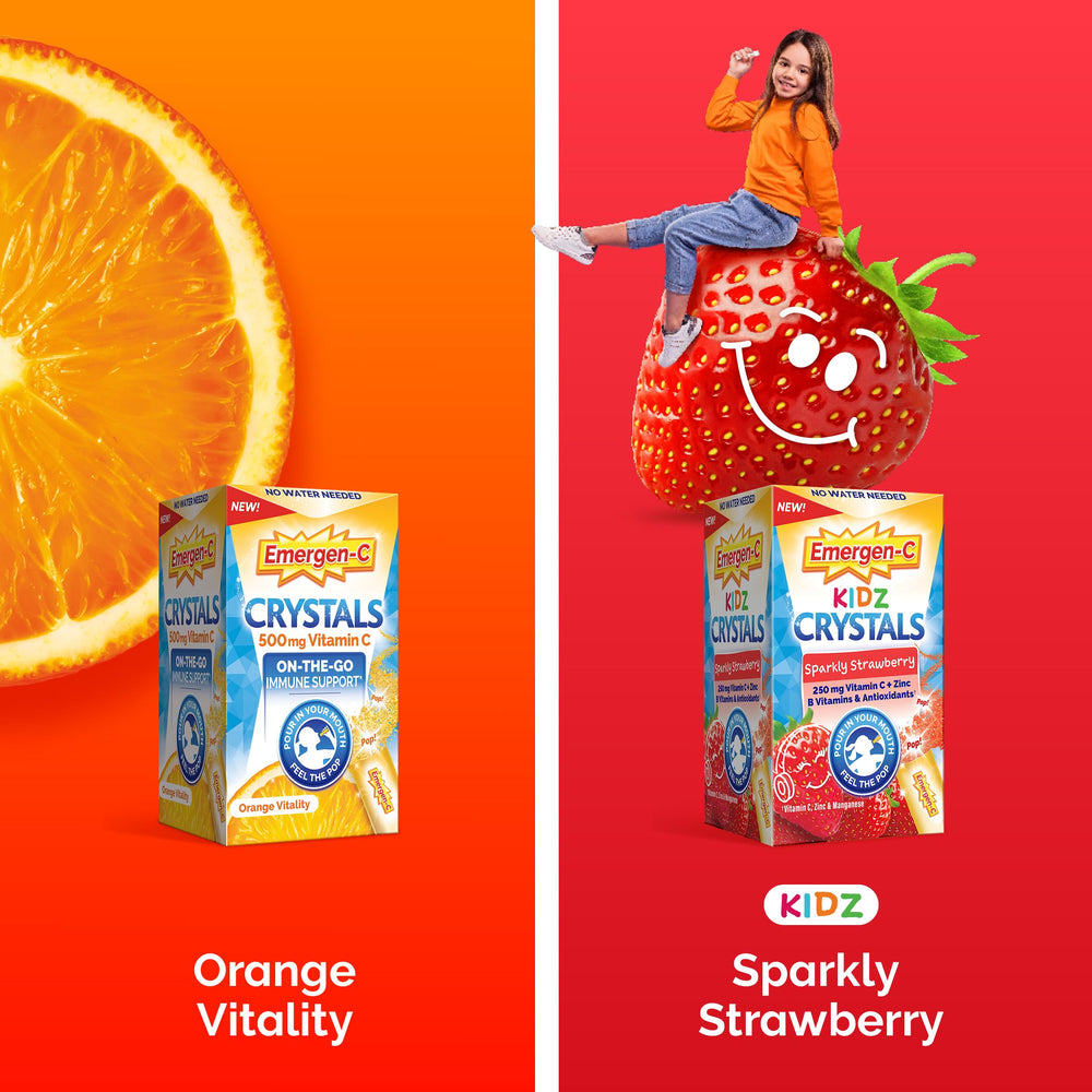 Emergen-C Kidz Crystals zinc and manganese antioxidants for immune friendly nutrition