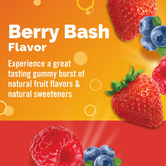 Emergen-C Kidz daily gummy with berry flavor shown with water