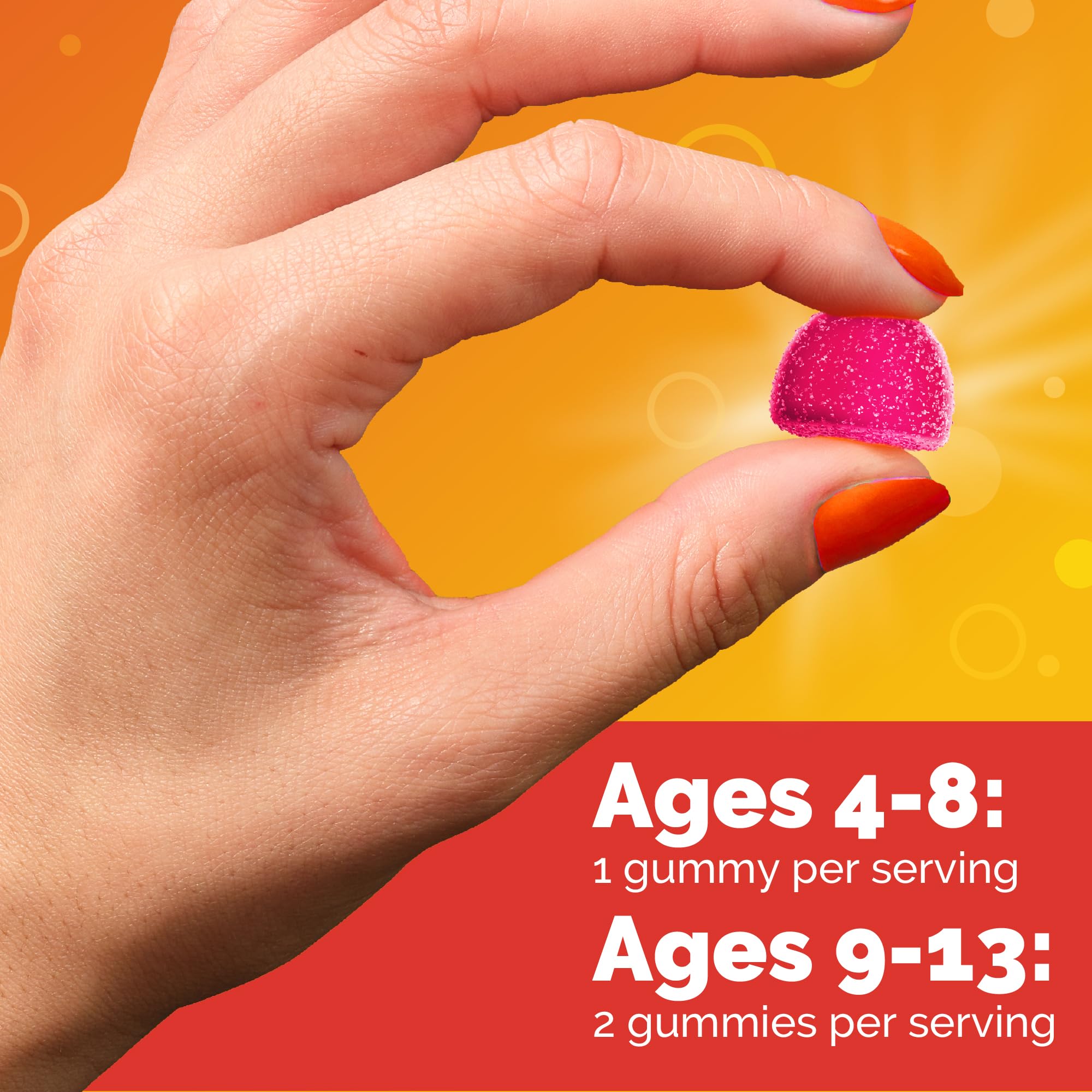 Emergen-C Kidz bottle and gluten-free vegetarian gummies on display