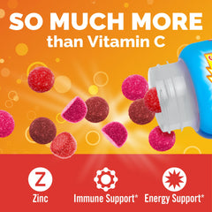 Close-up of Emergen-C Kidz gummies highlighting berry flavor and texture