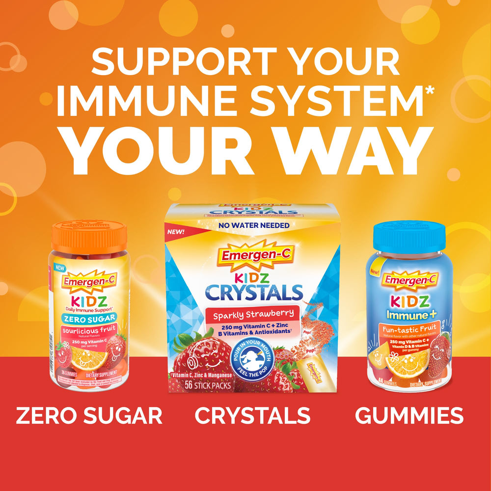 Berry-flavored Emergen-C Kidz gummies on kid-friendly plate