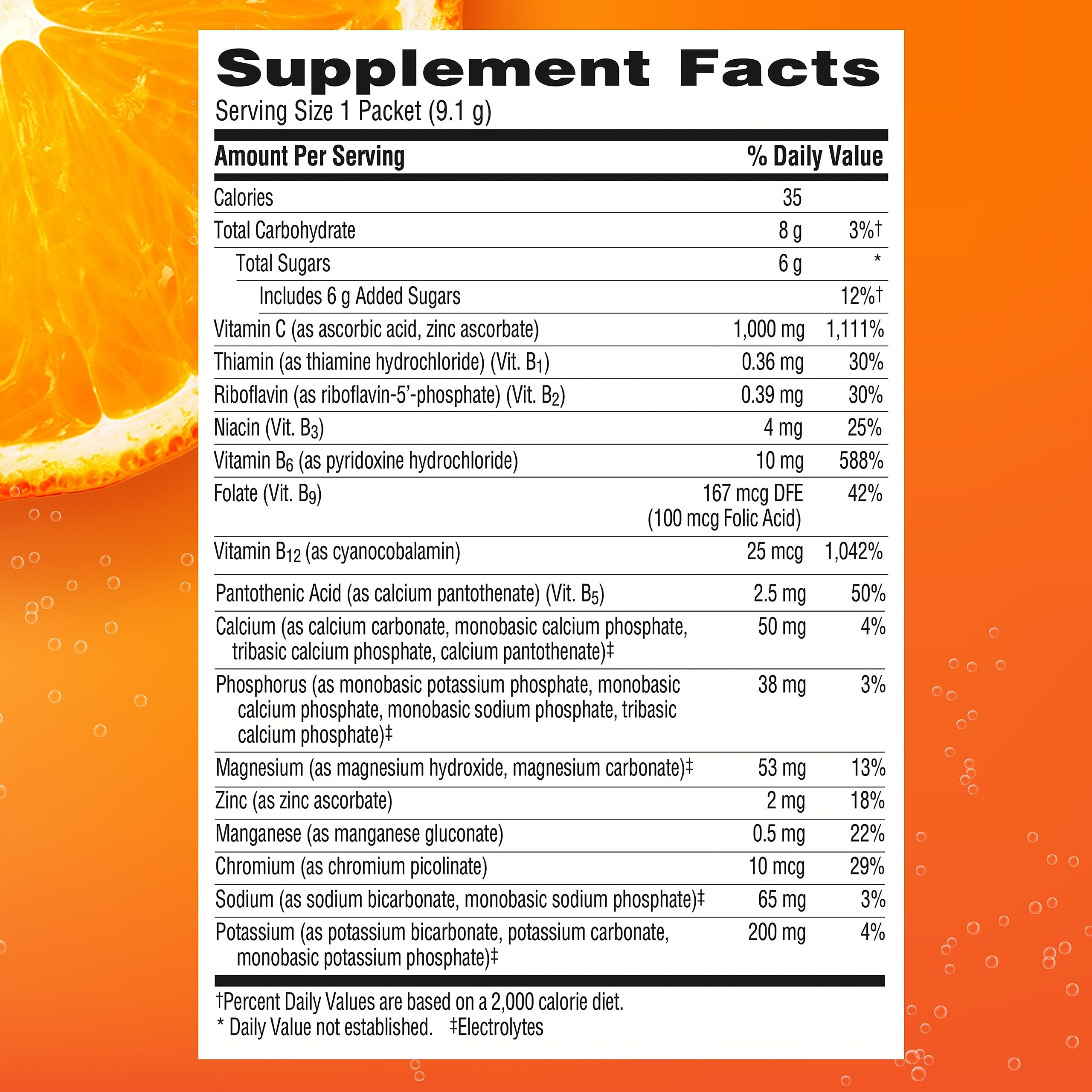 Emergen-C natural orange flavor for a tasty daily ritual.