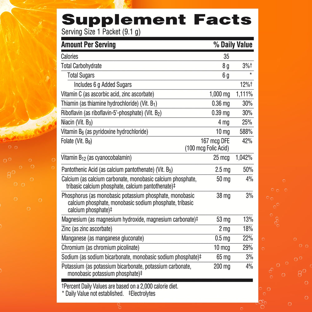 Emergen-C natural orange flavor for a tasty daily ritual.