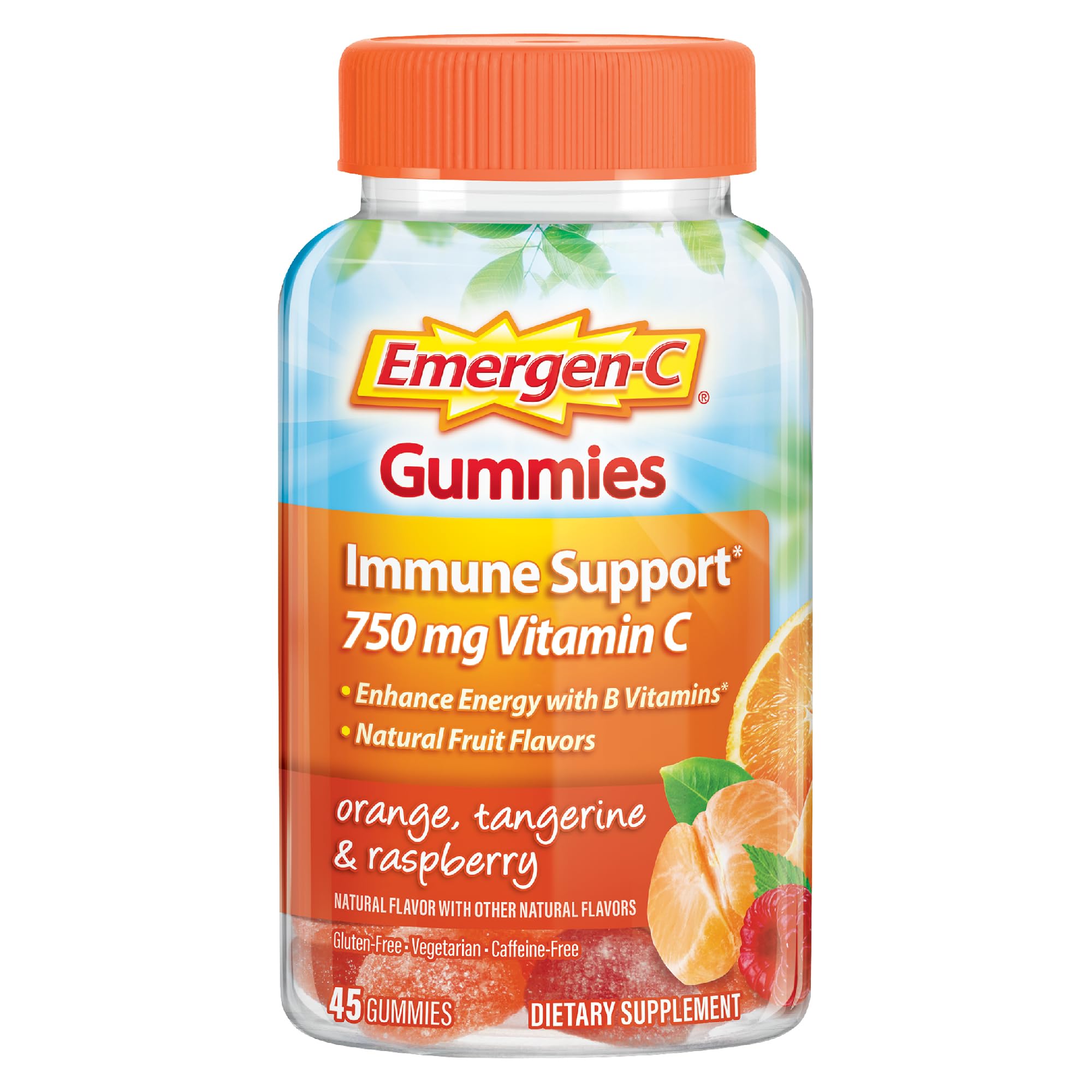 Emergen-C orange bottle showing bright gummies for daily immune support