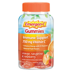 Emergen-C orange bottle showing bright gummies for daily immune support