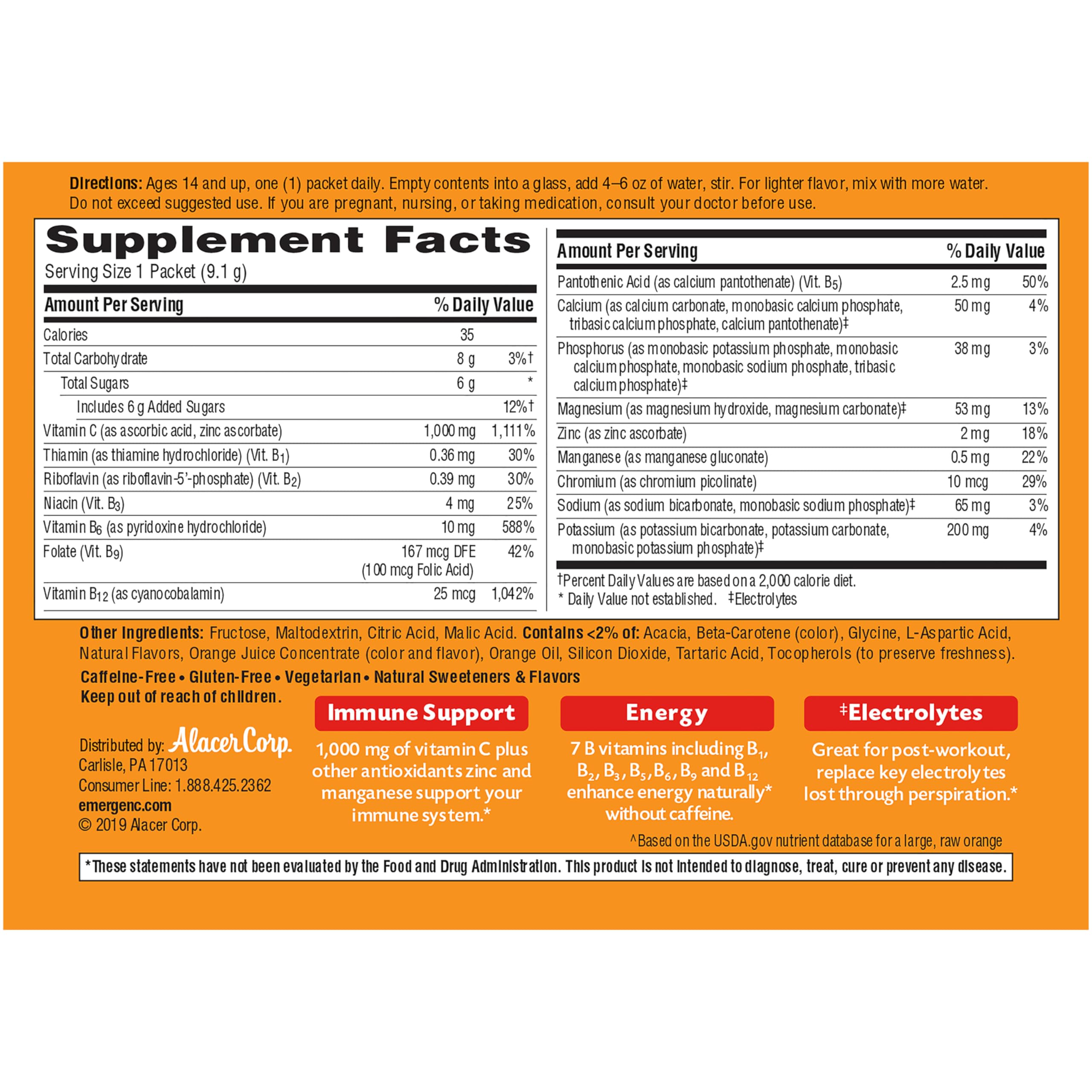 Emergen-C post-workout drink with electrolytes to replenish minerals.