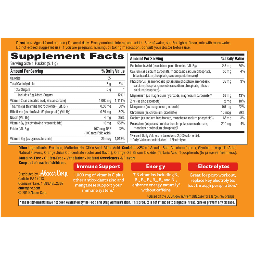 Emergen-C post-workout drink with electrolytes to replenish minerals.