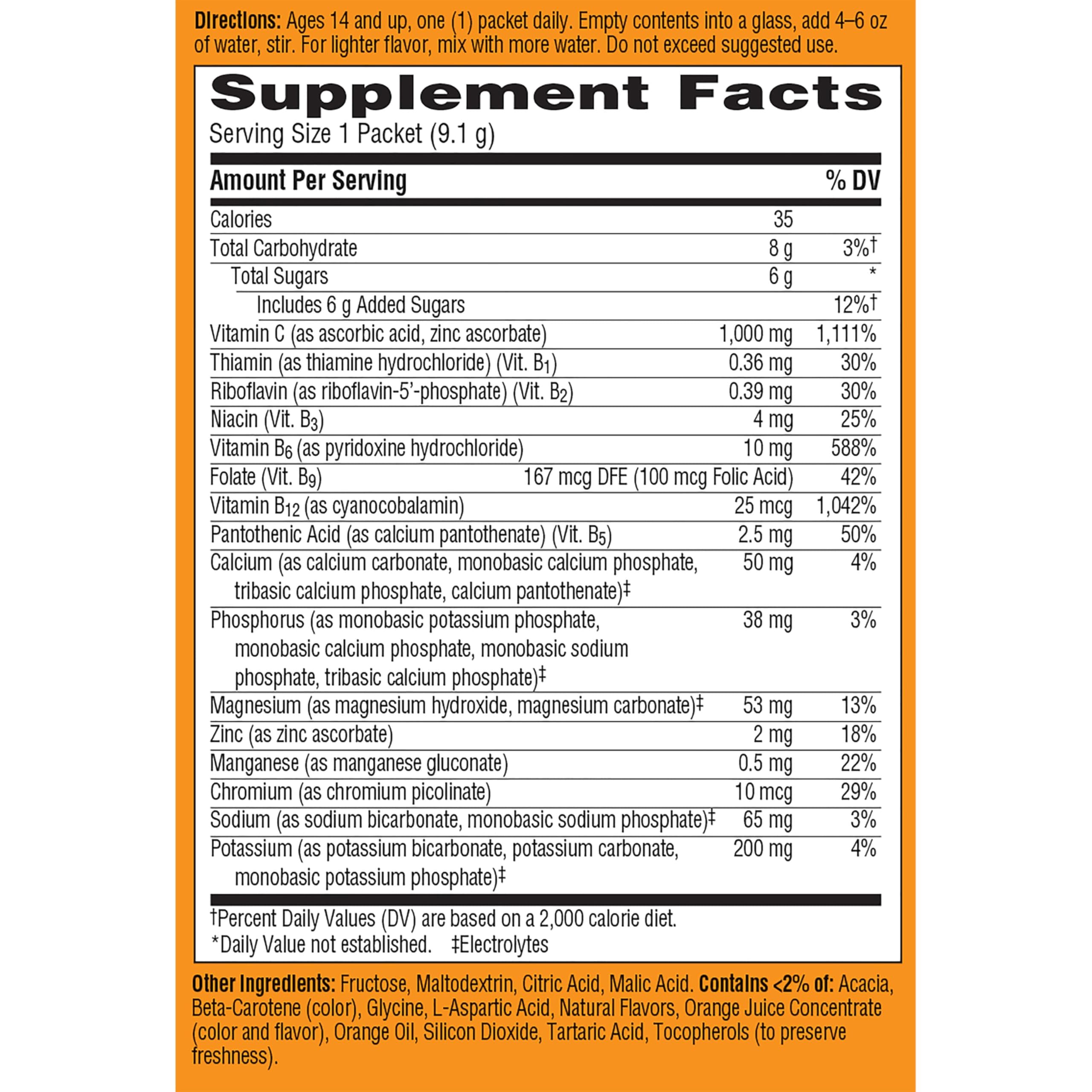 Emergen-C post-workout hydration drink idea with orange flavor after exercise