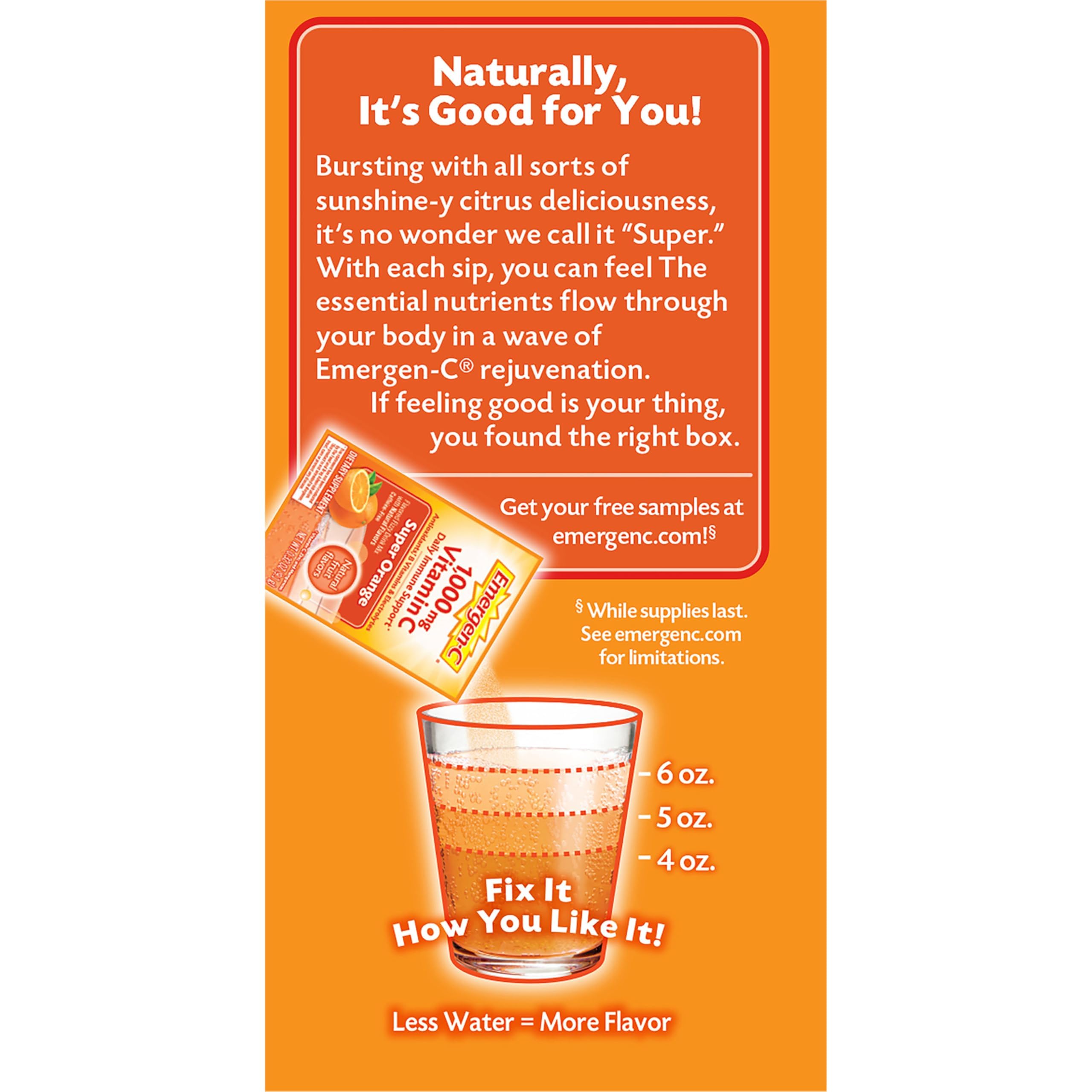 Emergen-C travel-friendly single-serve packets ideal for busy days