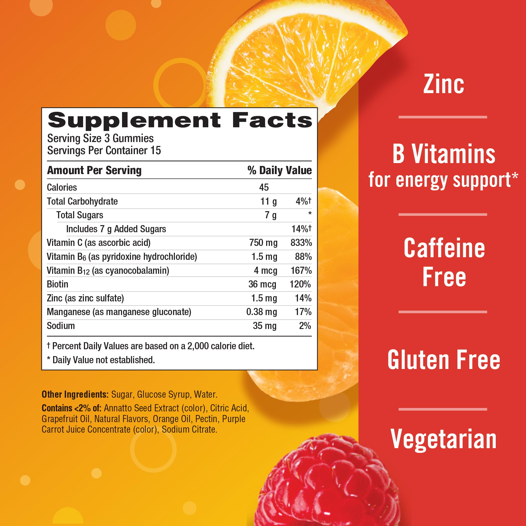 Emergen-C vegetarian label on gummy product