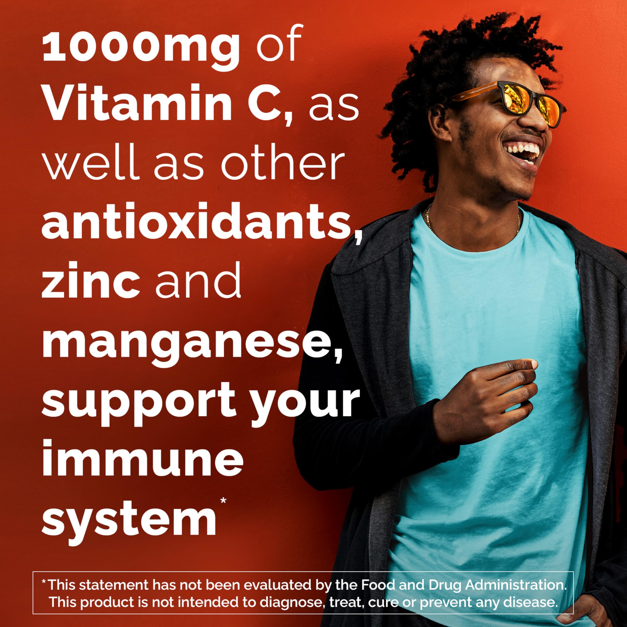 Bottle features zinc and manganese for immune-supporting nutrients.