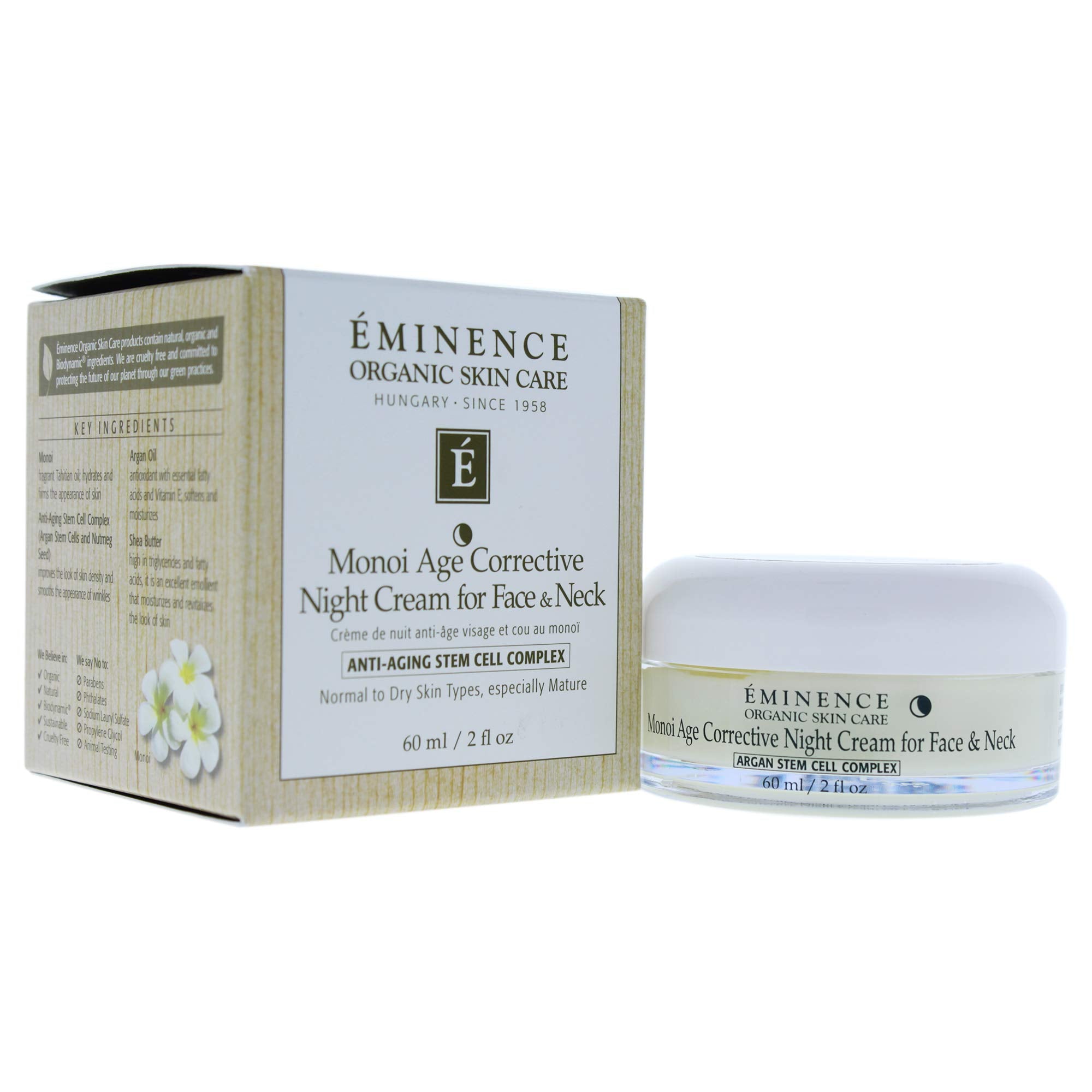 Eminence Monoi Age Corrective Night Cream jar for nightly face and neck hydration