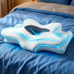 Emircey Sleep Pillow contour front view shows ergonomic support for neck alignment