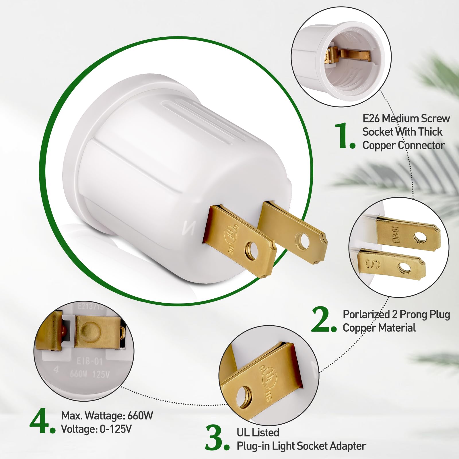 EMNOOTI outlet-to-socket adapter in garage creates convenient task lighting.