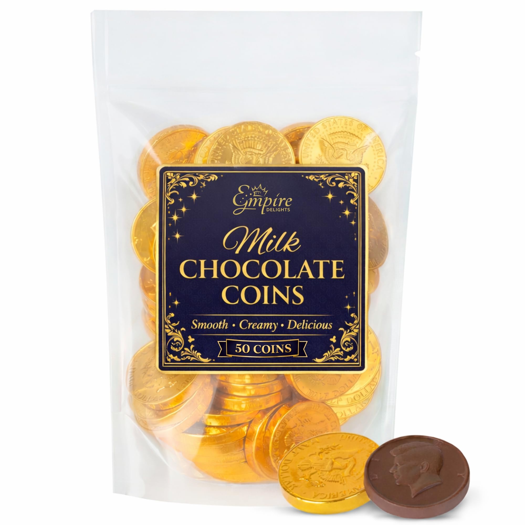 Empire Delights chocolate gold coins foil-wrapped for festive displays and easy sharing.