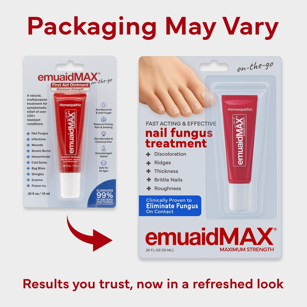 Application on nail with EMUAIDMAX showing mess-free quick absorption