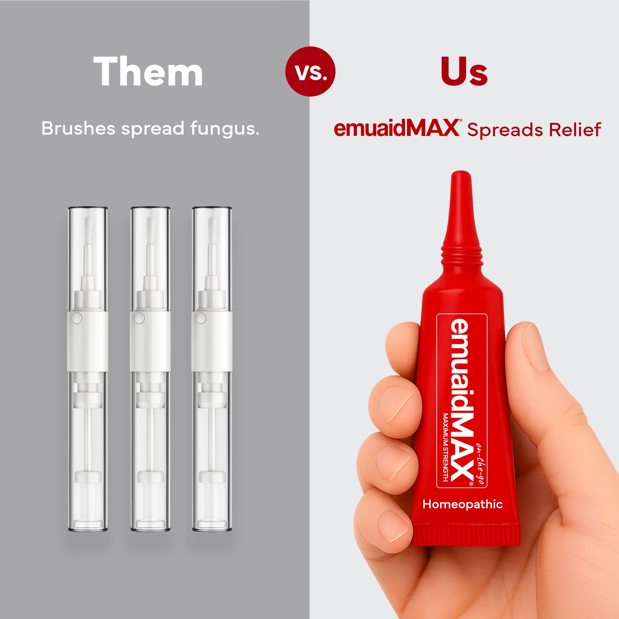 Before and after nails using EMUAIDMAX shows clearer nails over time