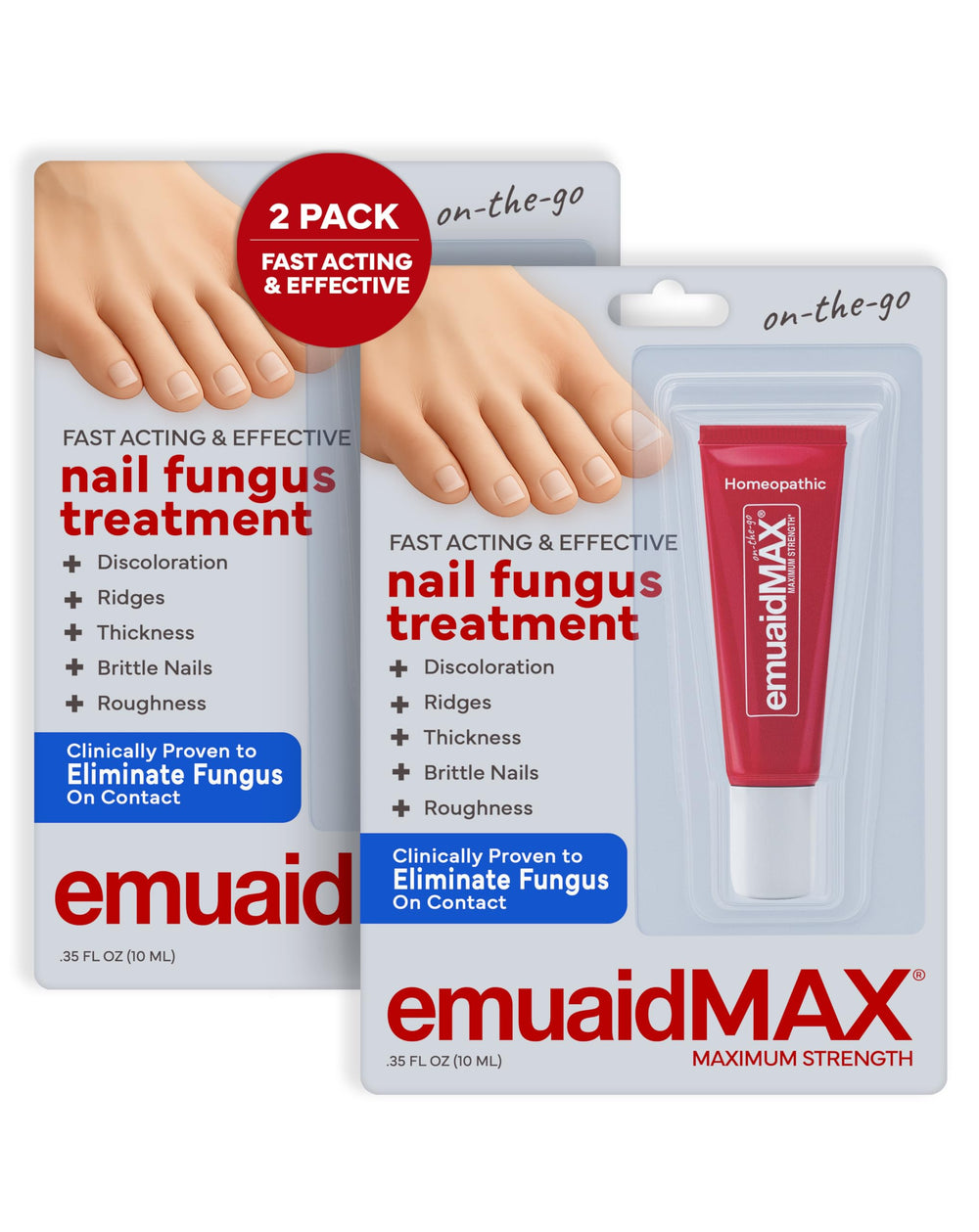 EMUAIDMAX Nail Fungus Ointment bottle showing compact size for daily use