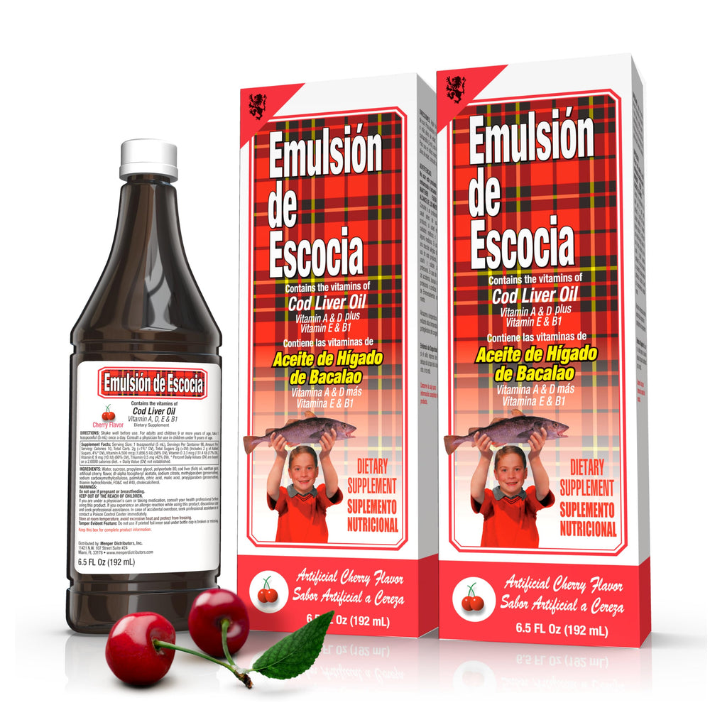 Emulsion of Scotland cherry-flavor bottle pour supports easy daily intake for immune and bone health