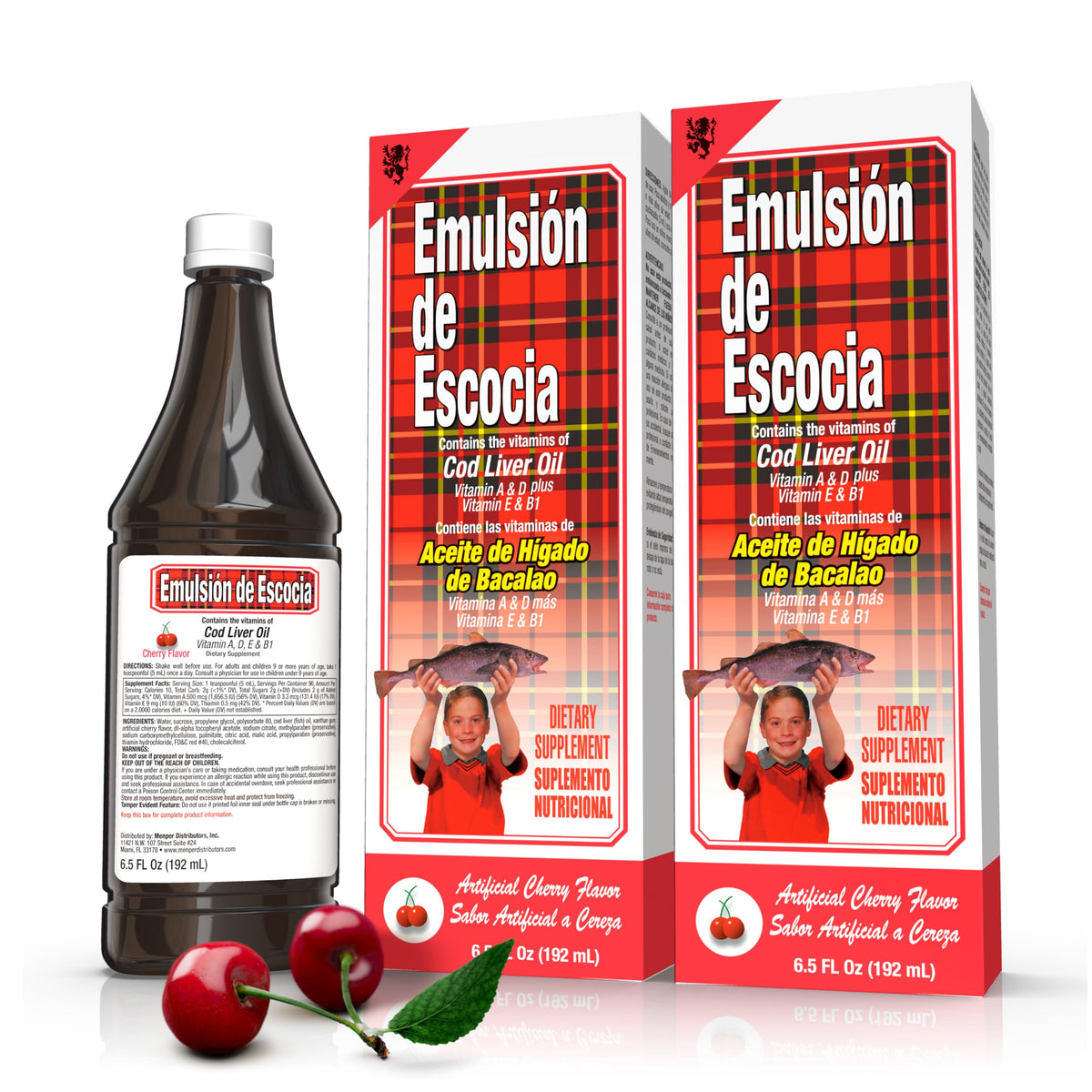 Emulsion of Scotland cherry-flavor bottle pour supports easy daily intake for immune and bone health