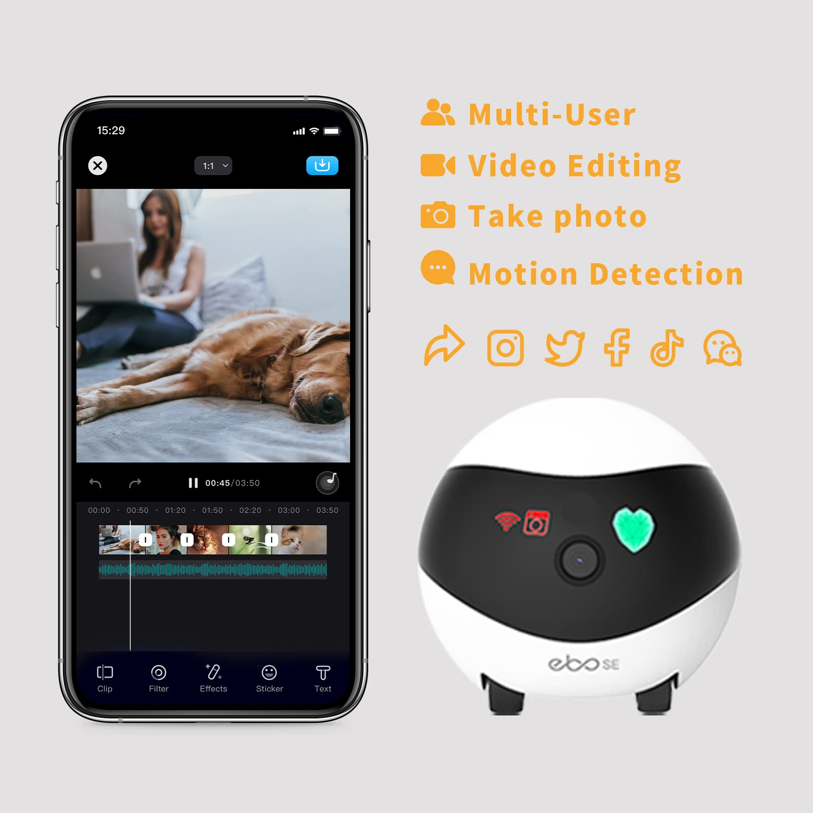 Enabot EBO SE app control lets you steer the camera from anywhere.