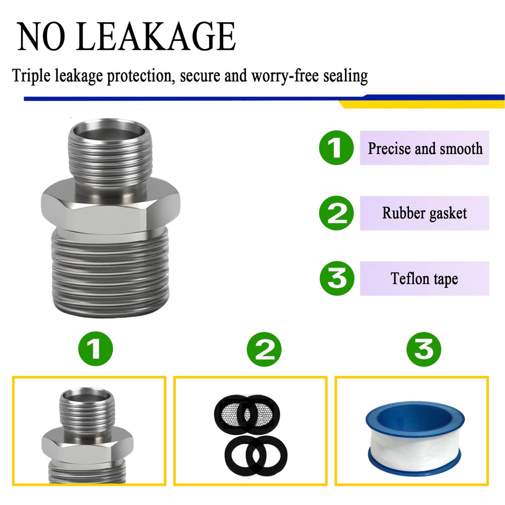 ENCMY adapter with filter gasket set reduces water contaminants during connections.