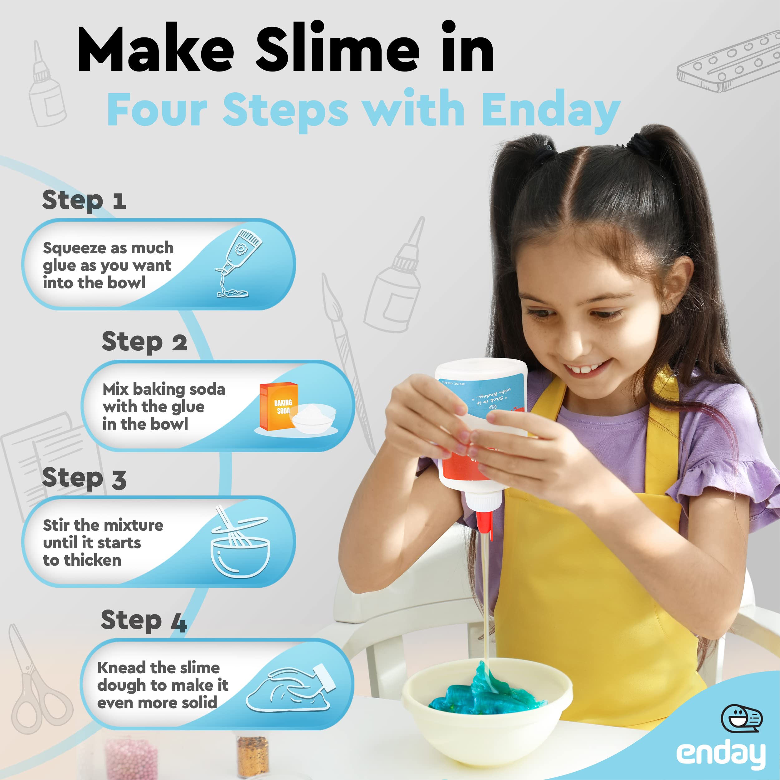 Enday glue cap demonstrates twist-to-open design for easy access during classroom activities
