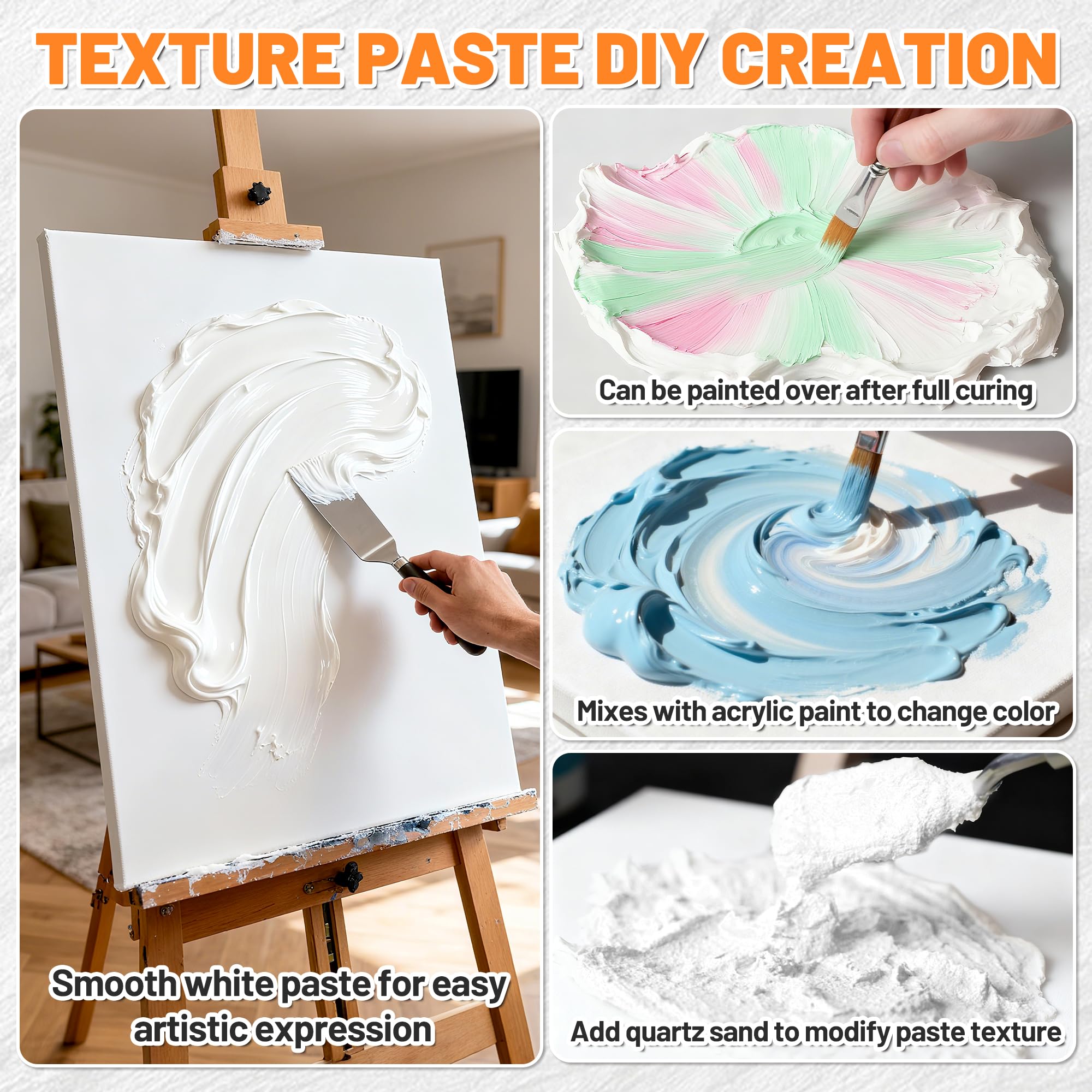 Endhokn modeling paste on canvas application for dimensional, expressive textures.