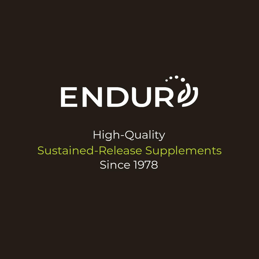 ENDUR-ACIN vegan gluten-free icon highlights lifestyle-friendly supplement.