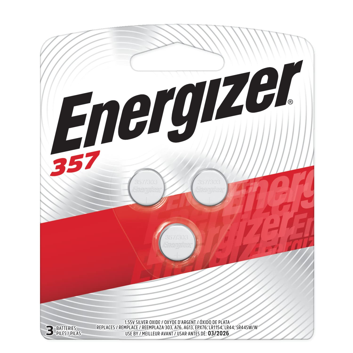 Energizer 357/303 packaging design with clear branding
