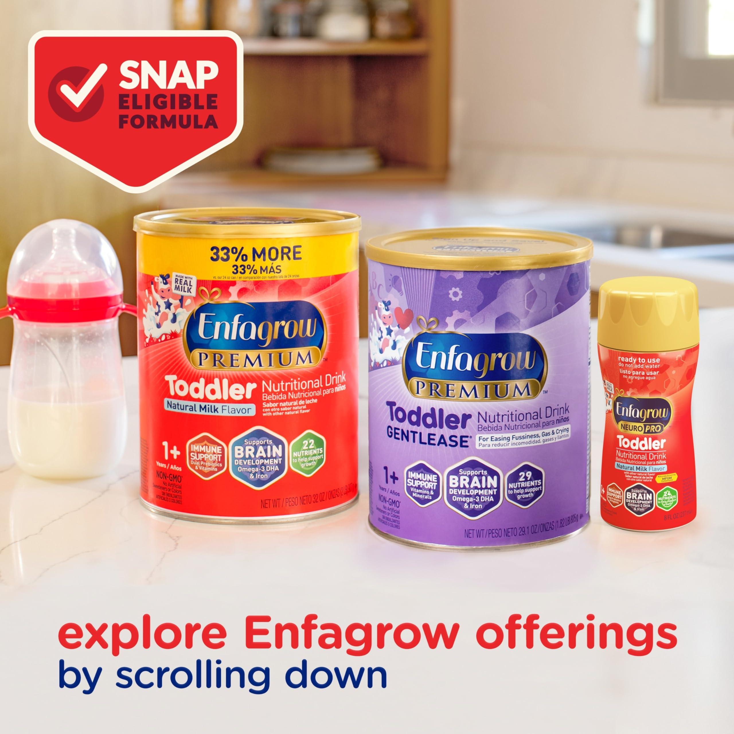 Enfagrow NeuroPro in-pack packaging showcases non-GMO ingredients.
