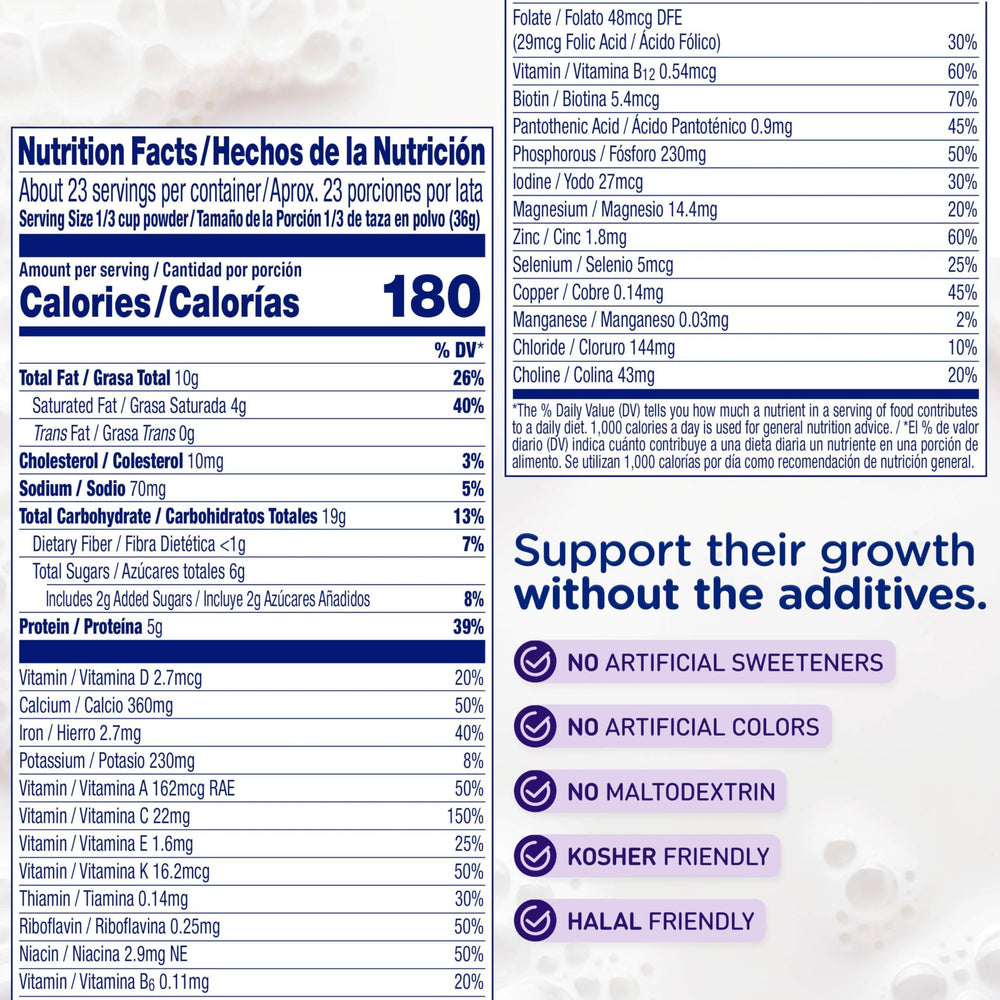 Enfagrow Gentlease pouring into cup demonstrates easy serving and toddler-friendly nutrition.