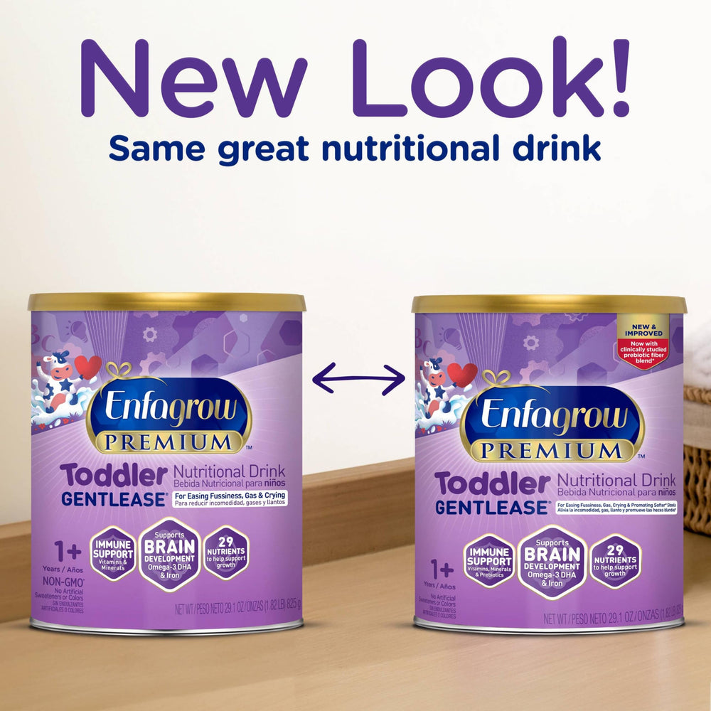 Enfagrow Gentlease can close-up highlights real milk ingredients and nutrient-rich formula.