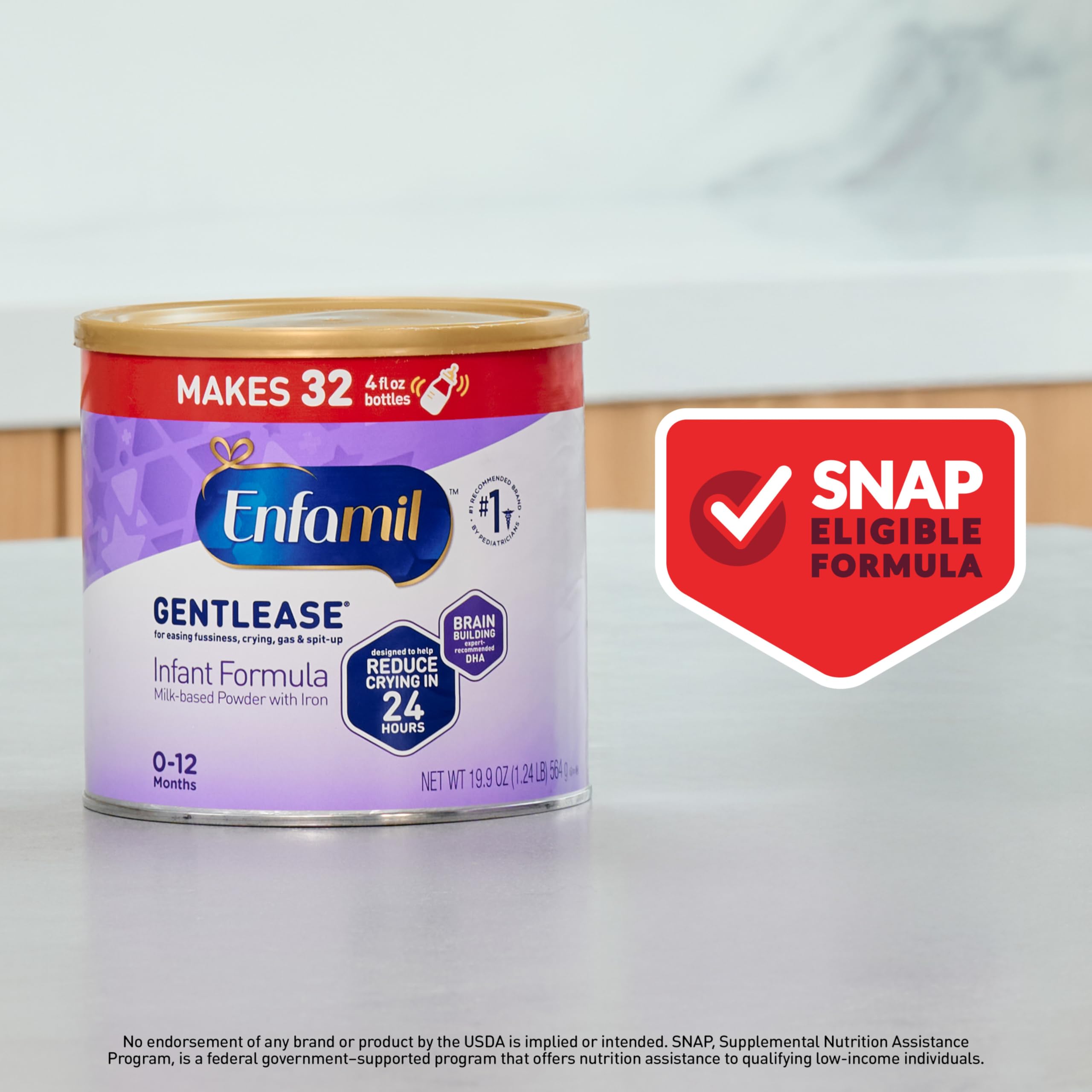 Enfamil Gentlease brain-nutrients icon emphasizes DHA and choline benefits.