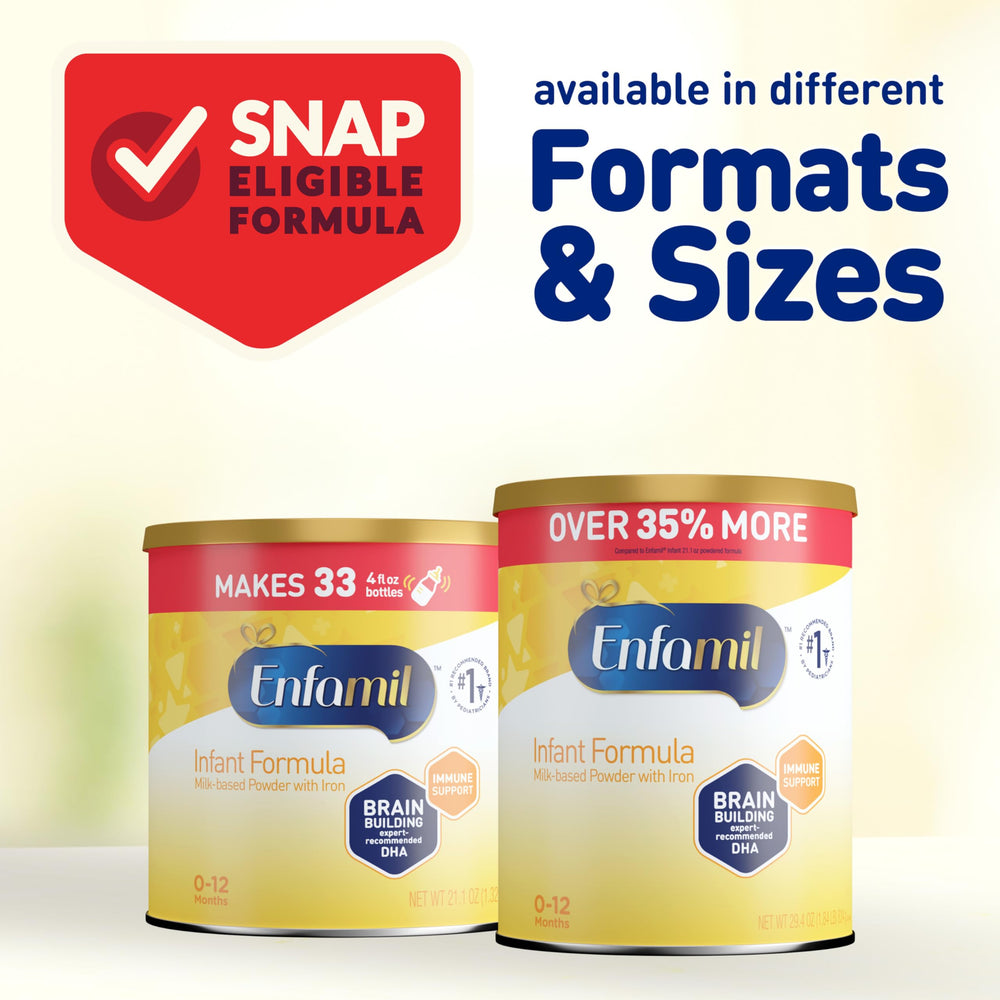 Enfamil infant bottle ready to feed demonstrates convenience.