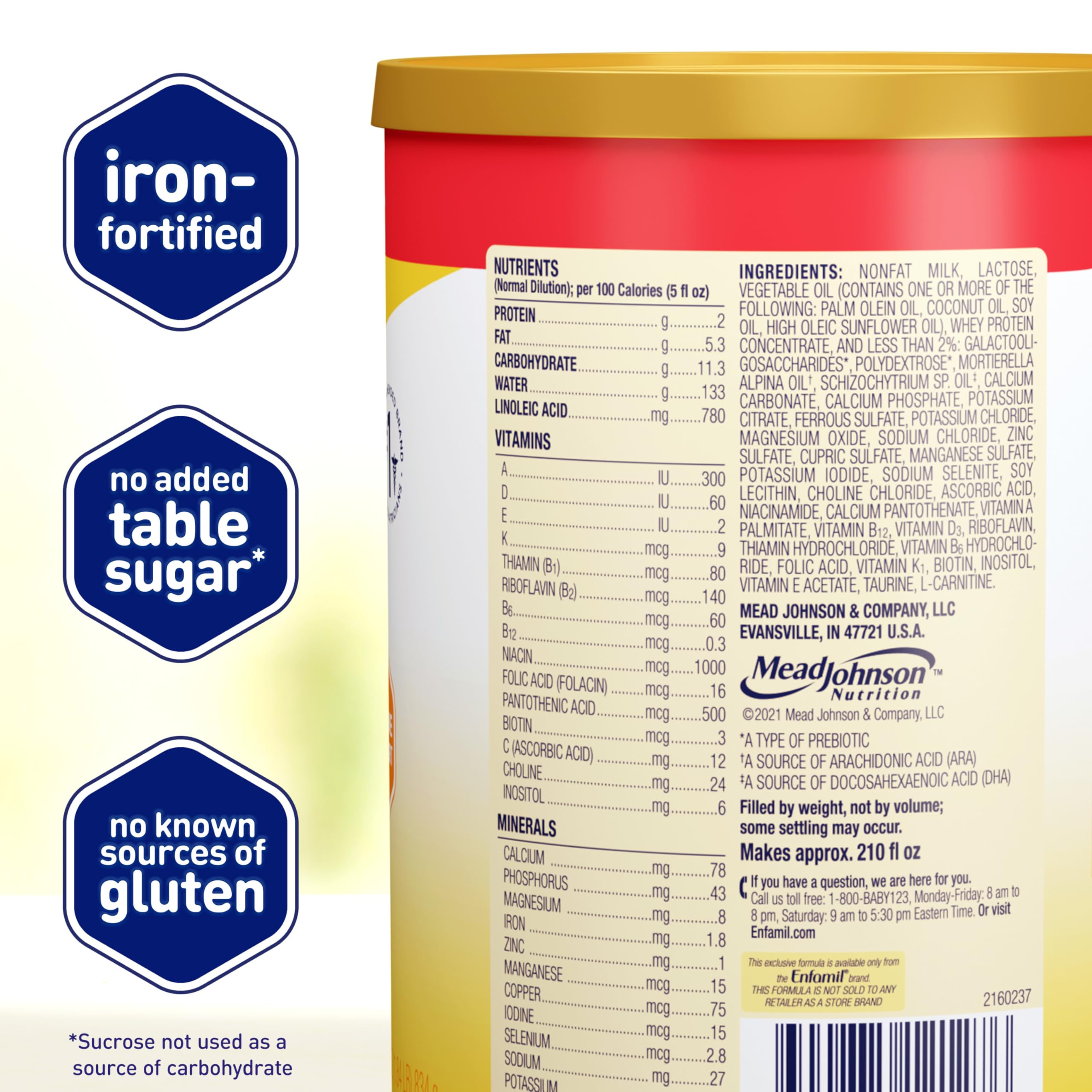 Enfamil Infant bottle with prepared formula for convenient feeding.