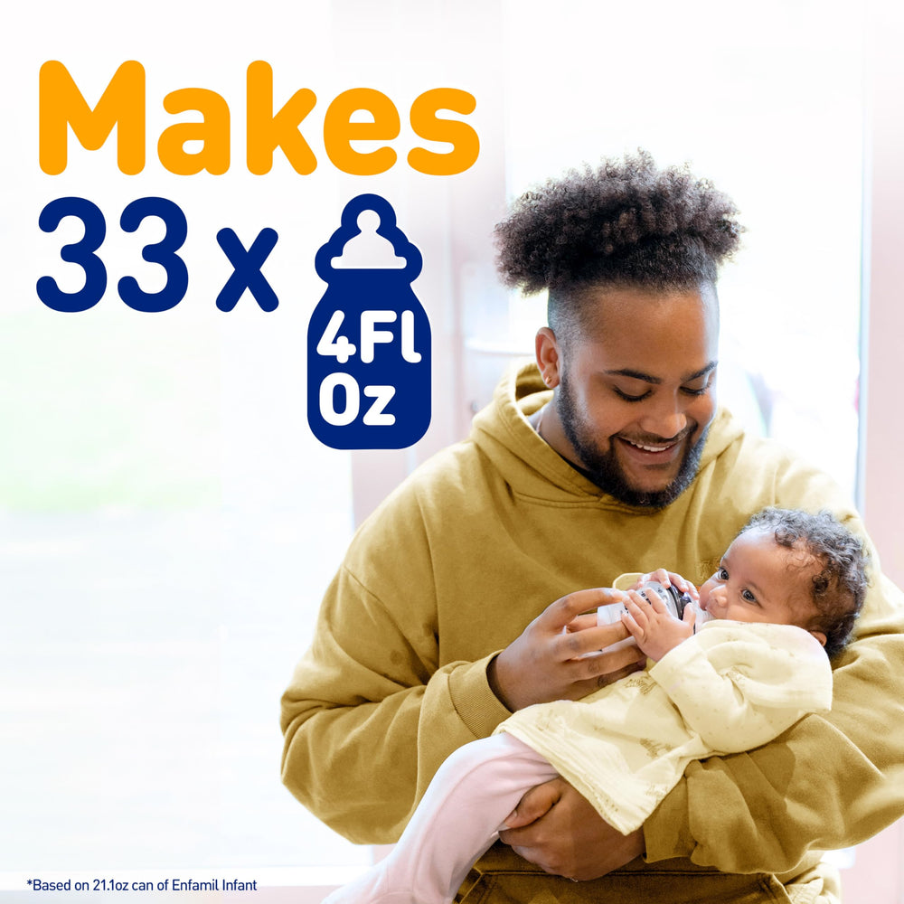 Pantry shelf stocked with Enfamil Infant formula for easy daily use.